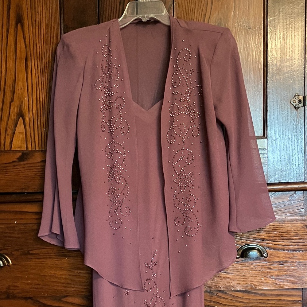 Women’s Chiffon Beaded Dress with Jacket